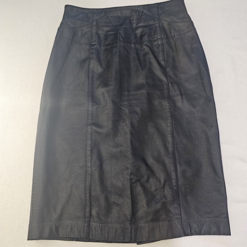 Joseph Ho Leather Skirt 12 black Vintage 100% leather buttery soft  pencil skirt